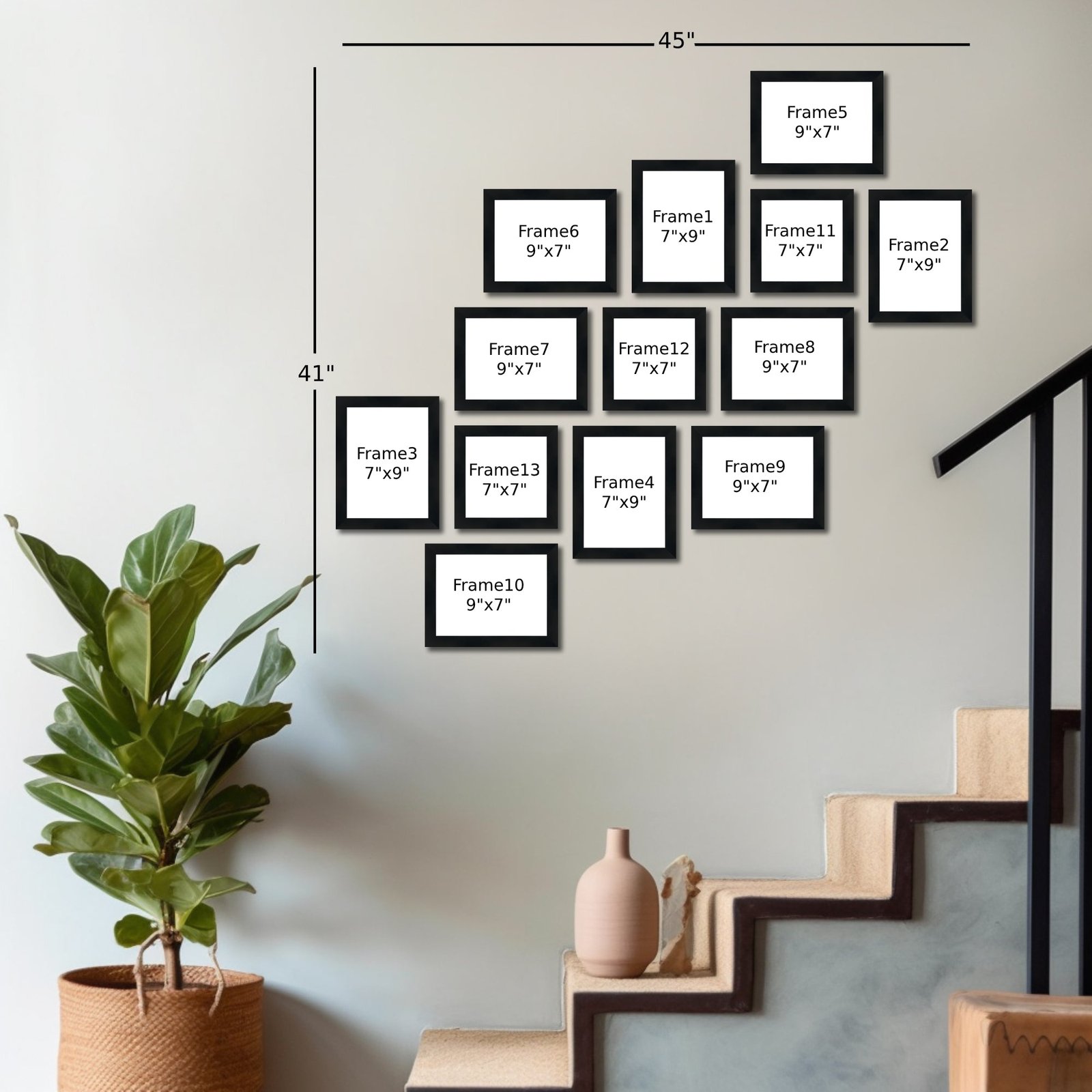 45" x 41" Gallery Wall HDPS Frames (Set of 13)