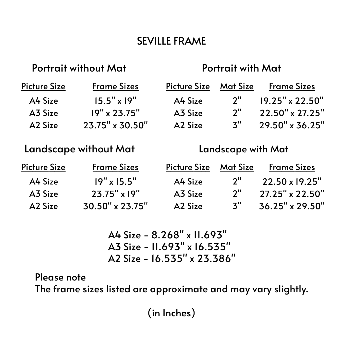 Seville Frame - Solid Wood